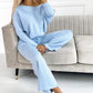 💖💦Damesset met effen kleur Drop Shoulder Pullover en losse broek