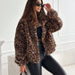 Dames Fluffy Korte Jas met Luipaardprint