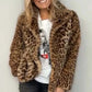 Dames Fluffy Korte Jas met Luipaardprint