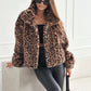 Dames Fluffy Korte Jas met Luipaardprint