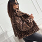 Dames Fluffy Korte Jas met Luipaardprint