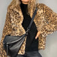 Dames Fluffy Korte Jas met Luipaardprint