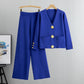 Vrouwen Button Trui & Wijde Pijpen Broek 2-delige Set