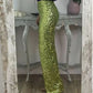 Dames Hoge Taille Pailletten Slanke Stretch Broek met Uitlopende Benen