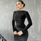 Dames Mode Effen Kleur Lange Mouw Slim Fit Jurk