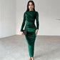 Dames Mode Effen Kleur Lange Mouw Slim Fit Jurk
