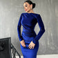 Dames Mode Effen Kleur Lange Mouw Slim Fit Jurk