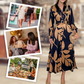 🎅Christmas Pre-sale & 49%OFF❄️Women’s Lapel Long-Sleeve Print Dress with Belt