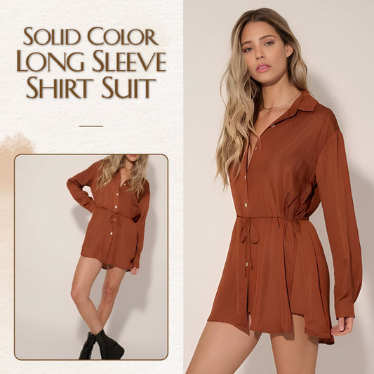 🎅Christmas Specials 50% OFF🎁🎄Women's Solid Color Long Sleeve Shirt Suit
