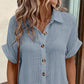 🌷Uitverkoop 50% korting💥Damesknoopjes Kort mouw Pocket Casual shirt jurk