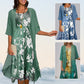 🌸Elegante 2-delige set: blouse met halve mouwen + jurk