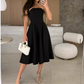 Elegante Strapless Midi Jurk in Effen Kleur