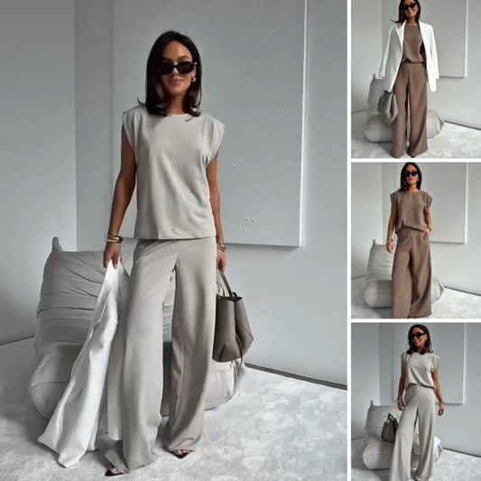 💖Hot Sale 50% OFF🌸Dames 2-delig T-shirt & wijde broek set