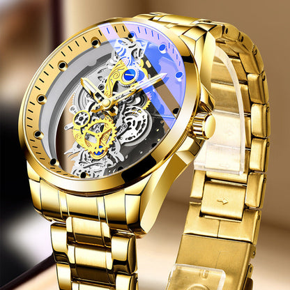 ⏳ Tijdelijke aanbieding⏳ Quartz horloge met opengewerkte uitstraling en 40 mm wijzerplaat Keuze uit metalen of lederlook band