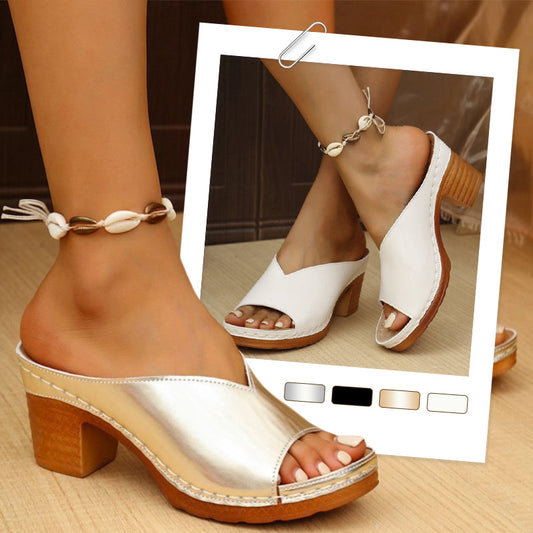 Chunky Hak Slip-on Platform Sandalen met Blokhak