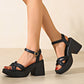 Dames Sandalen met Open Teen en Hoge Blokhak