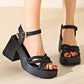 Dames Sandalen met Open Teen en Hoge Blokhak