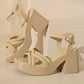 Dames Sandalen met Open Teen en Hoge Blokhak
