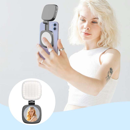 ✨Beperkte tijd 50% UIT📱3-in-1 telefoonstandaard, spiegel en magnetisch selfie opvullicht