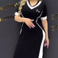 Vrouwen Trendy Gestreepte V Hals Slim Fit Jurk