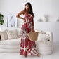 Mouwloze jumpsuit met blote schouders en wijde pijpen