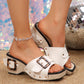 Dames Slippers met Studsband en Sleehak