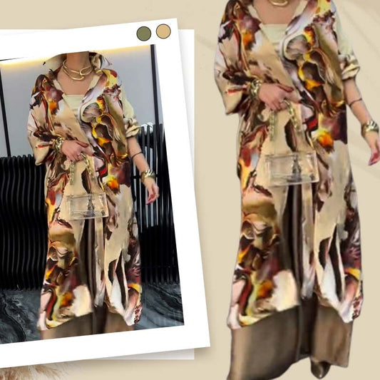 Tweedelige set met lange top en wijde broek voor dames