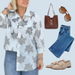 🍁Dames casual overhemd met botanische print✨