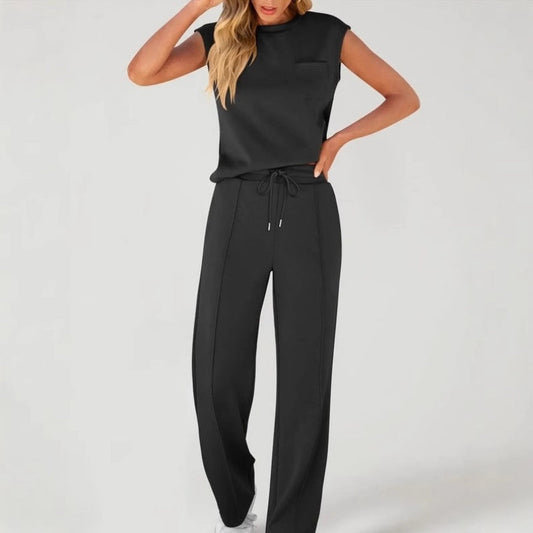 🔥2025 Hot Sale🔥Set van 2 casual mouwloze top en broek met trekkoord voor dames