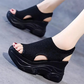 Dames wig sandalen met open teen