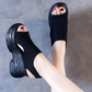 Dames wig sandalen met open teen