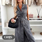 Dames Denim Midi Jurk met Tailleband