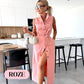 Dames Denim Midi Jurk met Tailleband