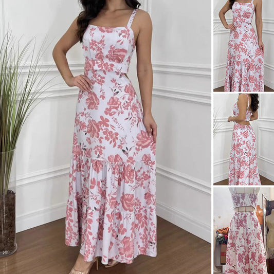 Jurk met bloemenprint en geplooide zoom voor dames