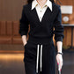 Tweedelige Set voor Dames: Top met Overhemdkraag & Broek met Trekkoord