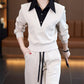 Tweedelige Set voor Dames: Top met Overhemdkraag & Broek met Trekkoord