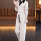 Tweedelige Set voor Dames: Top met Overhemdkraag & Broek met Trekkoord