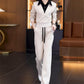 Tweedelige Set voor Dames: Top met Overhemdkraag & Broek met Trekkoord