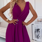V-hals mouwloze chiffon jurk