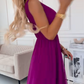 V-hals mouwloze chiffon jurk