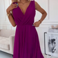 V-hals mouwloze chiffon jurk