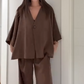 Elegant V-hals Top en Wijde Broek Set voor Dames