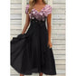 Dames zomerjurk met V-hals en patchworkprint