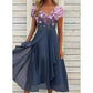 Dames zomerjurk met V-hals en patchworkprint