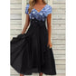 Dames zomerjurk met V-hals en patchworkprint