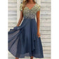 Dames zomerjurk met V-hals en patchworkprint