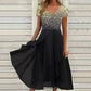 Dames zomerjurk met V-hals en patchworkprint