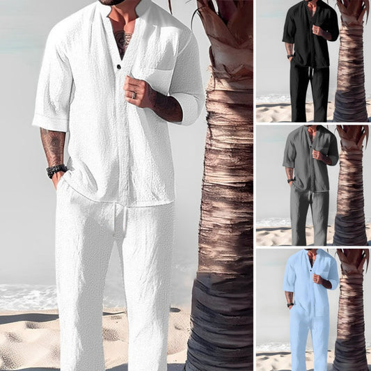 🌿2025 Hot Sale💧Tweedelige katoenen set voor heren: top en broek
