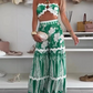 2-Delige Set voor Dames: Bikinitop en Geprinte Wijde Broek