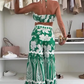 2-Delige Set voor Dames: Bikinitop en Geprinte Wijde Broek